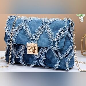 Back in Stock - Denim Shoulder Bag with Gold Chain NWOT